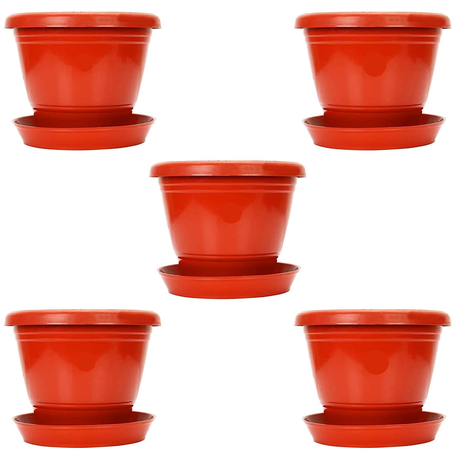 Maanit 7.5-inch Garden Balcony Flowering Planter with Bottom Plate/Tray (Red/Terracotta, Pack of 5) (B0993NJ8V9) Amazon Price History, Amazon Price Tracker