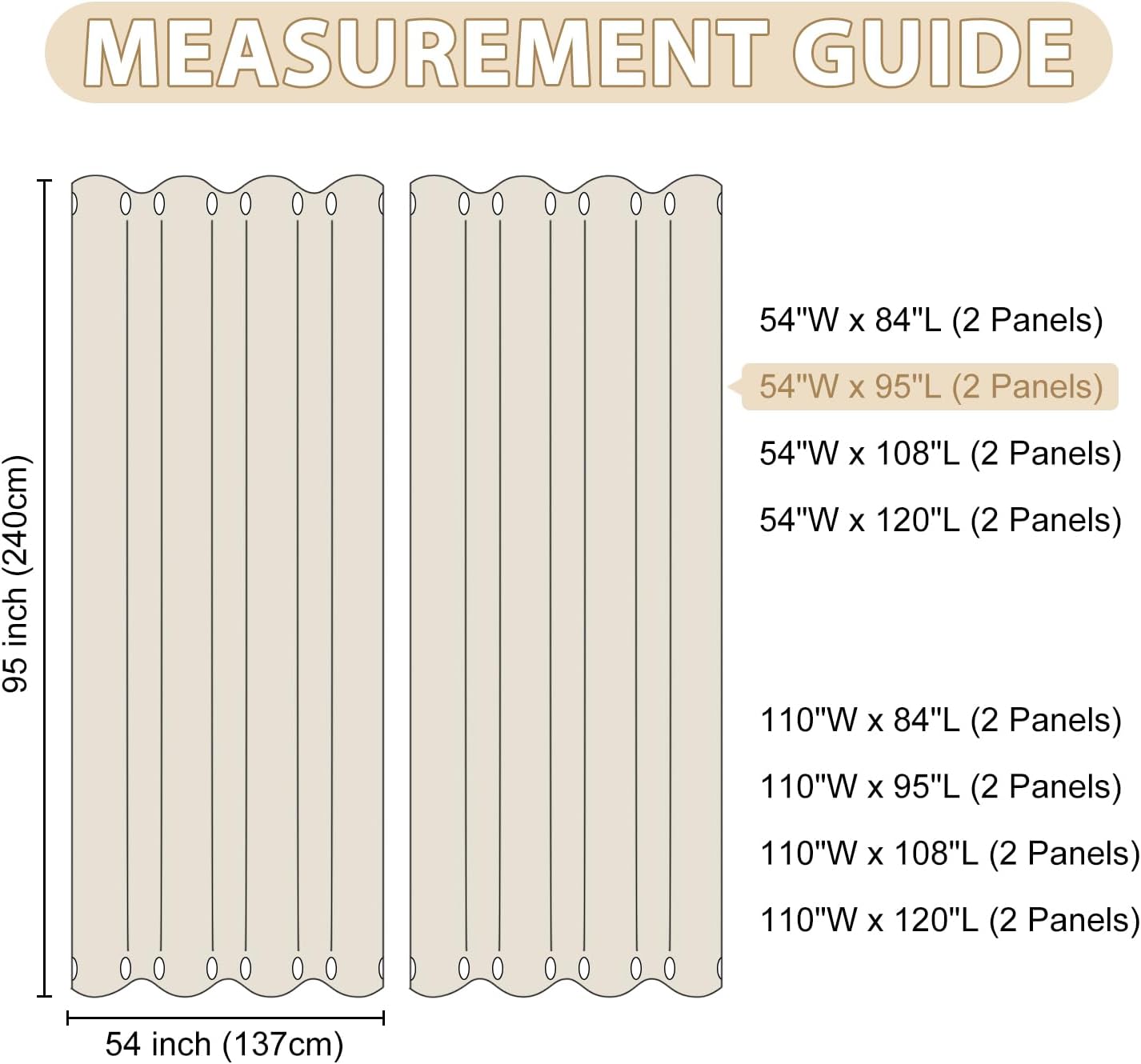 HDCAXKJ Waterproof Outdoor Curtains for Patio with Zipper Top & Bottom Grommet Thermal Privacy Drapes 2 Panels Gazebo Outside Blackout Curtains for Porch Pergola Backyard, 54" W x 95" L, Cream
