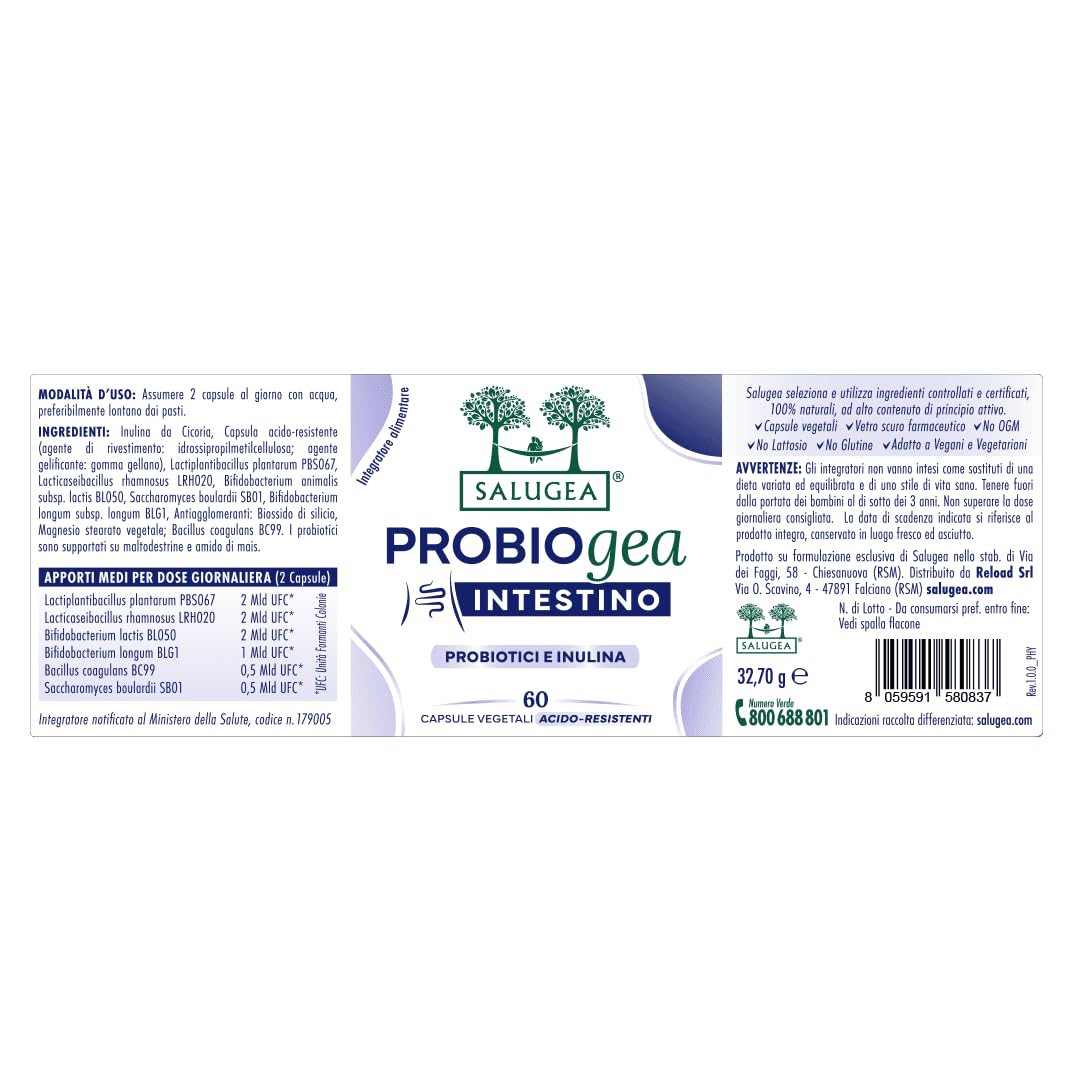 ProbioGea Intestino Salugea - 60 capsule - Probiotico per l’intestino