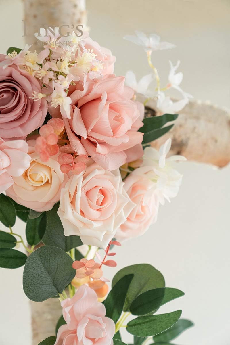 Ling's Moment Wedding Arch Decor Flowers 2 Rows 6.5ft Blush Pink Flower Garlands for Wedding Backdrop Ceremony Decorations