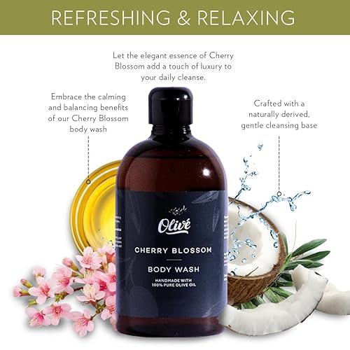 Miniatura 6 de Olivé Hecho con ingredientes naturales Aceite de oliva 100% puro Gel de baño líquido 10.1 fl oz - Flor de cerezo