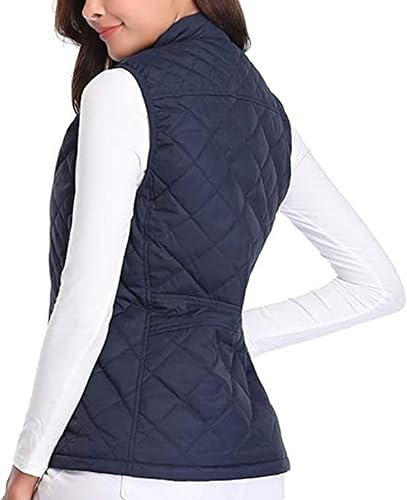 Miniatura 7 de SHOPESSA Chalecos acolchados para mujer, ligero, cuello alto, con cremallera, chaleco acolchado con bolsillos, chaleco acolchado delgado