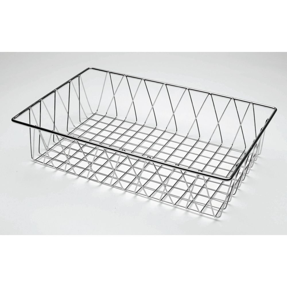 Wire Display Basket Rectangular Chrome Plated Pastry Basket Bakery Tray- 18"L x 13"W x 5"H by HUBERT – Metal, Silver