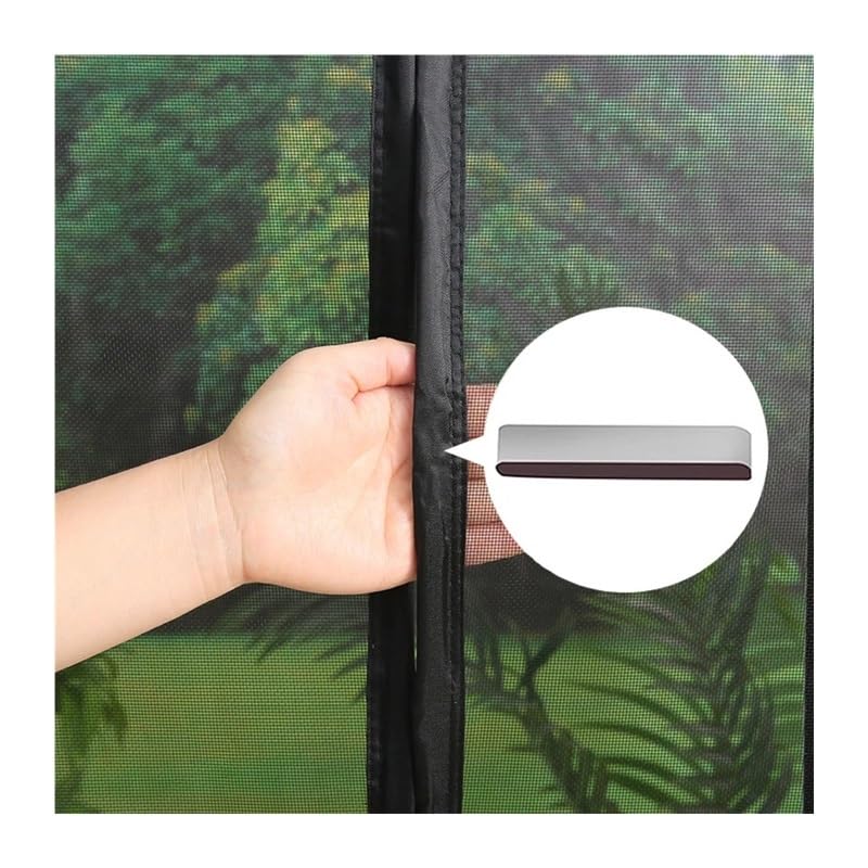 1 szt. Magnetyczna kurtyna powietrzna z moskitierą Niewidoczny pasek otwiera się od środka samochodu kempingowego(White,W120cm x h120cm)