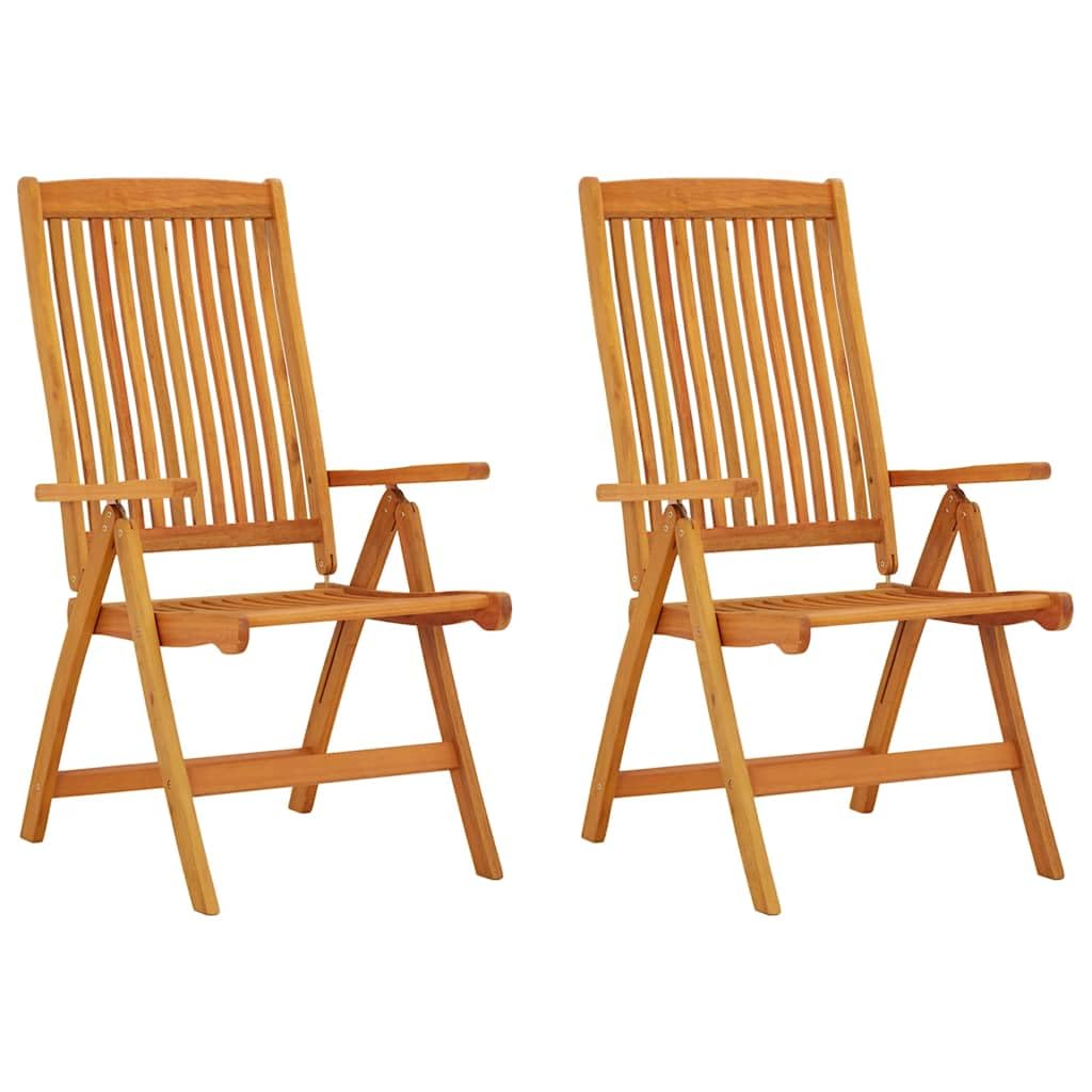 vidaXL 2X Sillas de Jardín Plegables Asiento Terraza Balcón Entrada Oficina Despacho Dormitorio Salón Hogar Sala Madera Maciza de Eucalipto