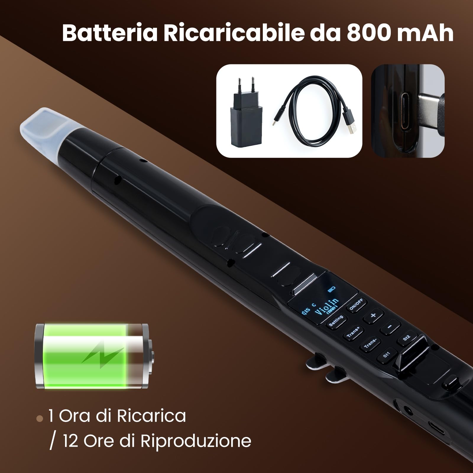 COSTWAY Strumento a Fiato Elettronico, Sassofono Digitale Portatile con MIDI Wireless,LCD HD, 100 Toni, Altoparlante HIFI, Gamma di 4 Ottave e 2 Diteggiature, per Principianti e Adulti