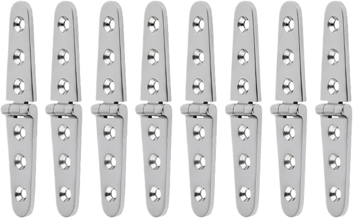 8Pcs 30x152mm Stainless Steel 316 Door Strap Hinge with 6 Holes Mirror Polish Boat Hardware Cast