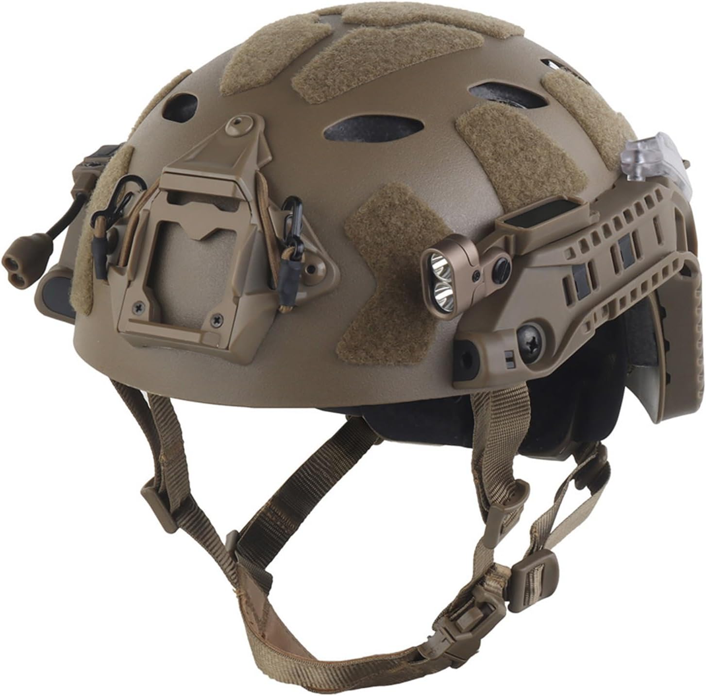 Modular ARC Rail SF Tactical Helmet Set, One-Piece Fast Military Bump Helmet with Signal Lights and NVG Battery Box, for Airsoft Paintball CQB and Role-Playing