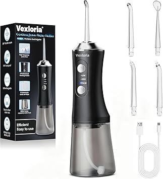 Water Flosser for Teeth Cordless with 320ML Tank, 5 Cleaning Modes, 5 Jet Tips