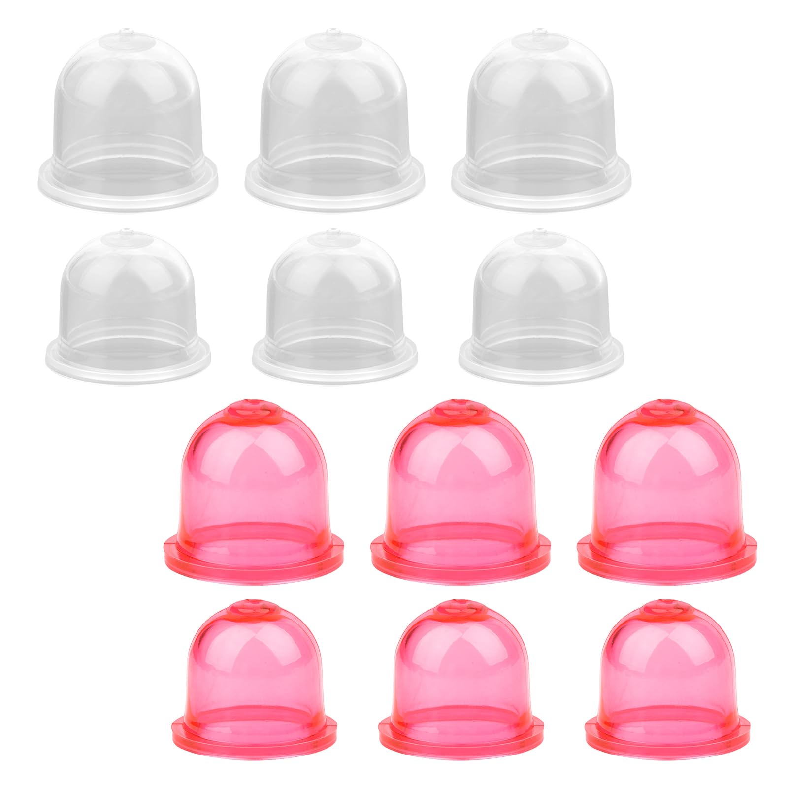 NQEUEPN 12pcs Primer Bulb Replacements, Prime Bulb Carburetor Compatible with Homelite Craftsman Primer Bulb for Petrol Trimmer Hedge Cutter Gas Blower Brush(Red & Transparent)