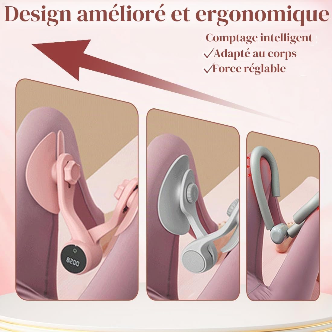 Appareil de musculation des cuisses et du plancher pelvien pour femmes et hommes, entraînement des muscles des hanches et du plancher pelvien, appareil d'entraînement des jambes pour la maison, les