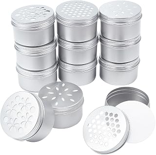PH PandaHall 12pcs Aluminium Tins, 3 Style 4 Ounce Round Empty Metal Tins with Hollow Lids Refillable Spice Containers for Aromatherapy Air Freshener Candles Travel Storage, 2.7x1.6inch