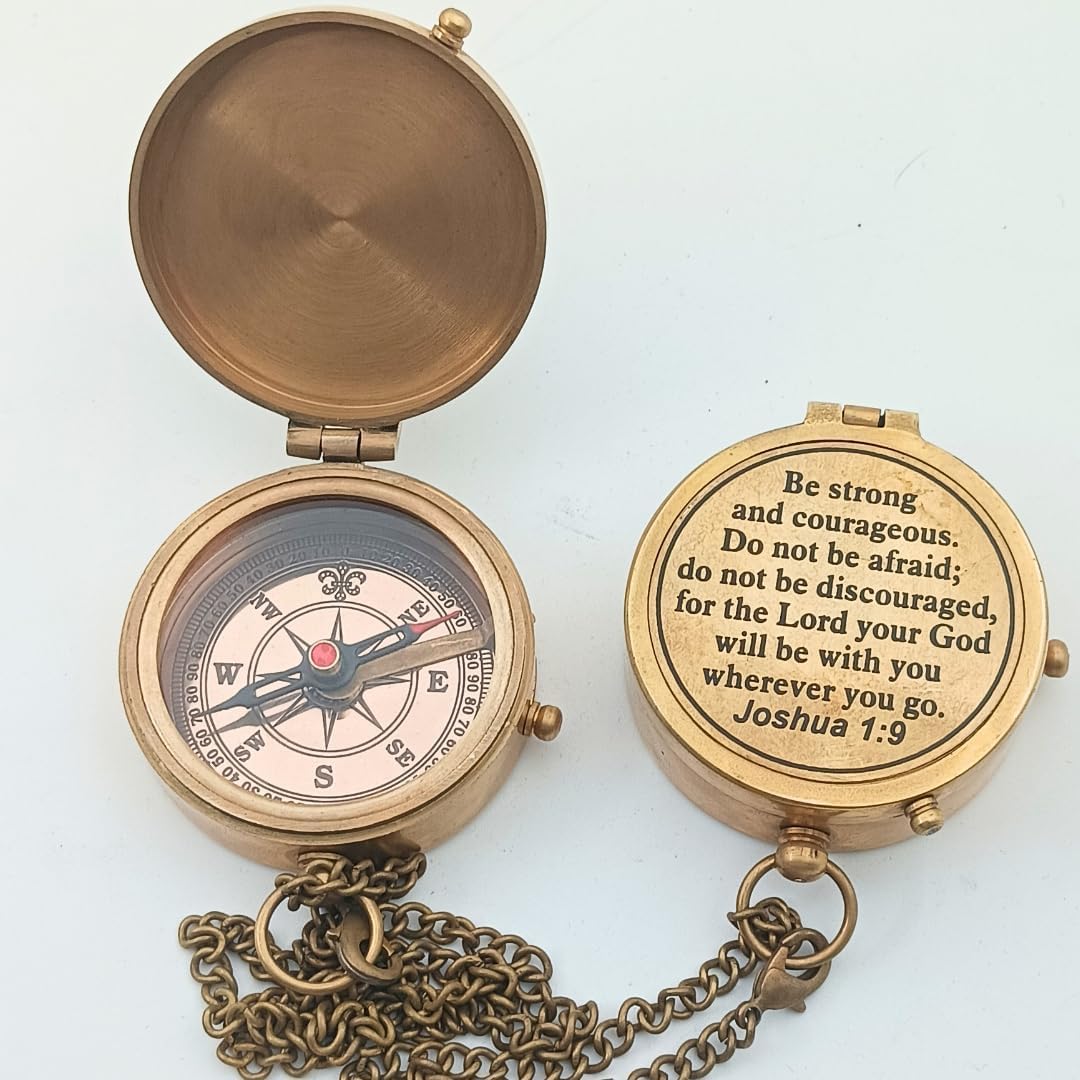 Joshua 1:9 Engraved Brass Compass – Go Confidently Inspirational Quote – Graduation Gift 2025, Baptism, Confirmation Gift for Boys, Girls, Men - Image 2