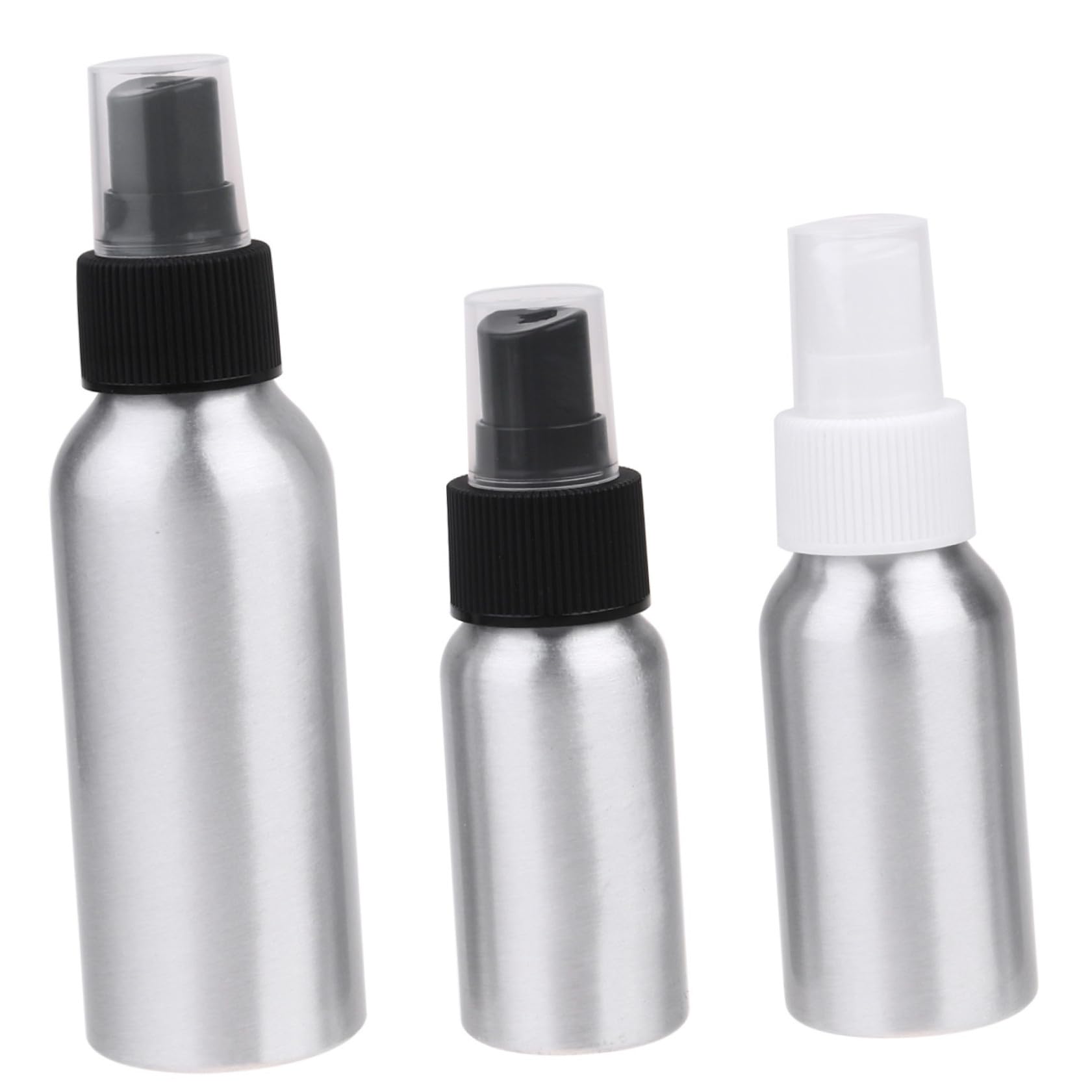 Bottiglia Spray Ricaricabile in Alluminio Nero 30/50/100ml, 3 Pezzi