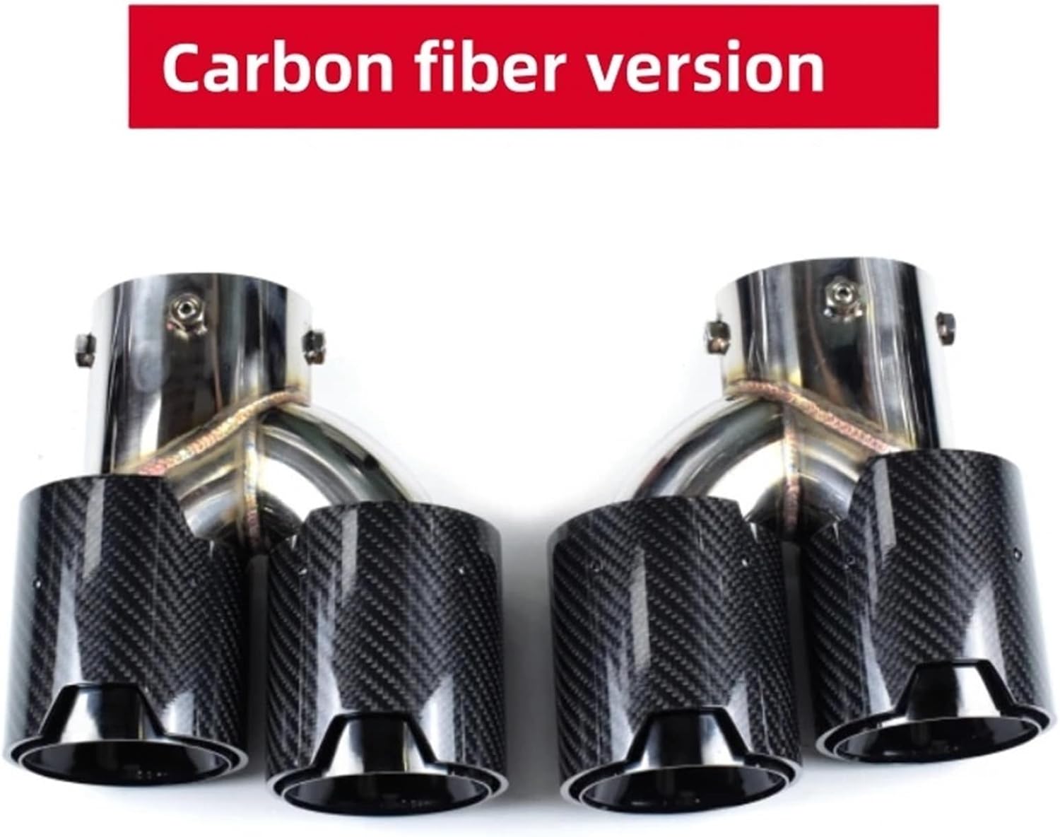 Compatible with BMW 2021 2022 2023 G23 M440i G20 G21 M340i G42 M240i Blue Plating 4 Outlet Carbon Fiber Exhaust Head(Silver)