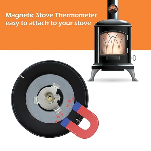 Miniatura 5 de Termómetro de estufa para estufa de incendios, medidor de temperatura del horno, estufas de combustión, estufas de gas, estufa de pellets, evita