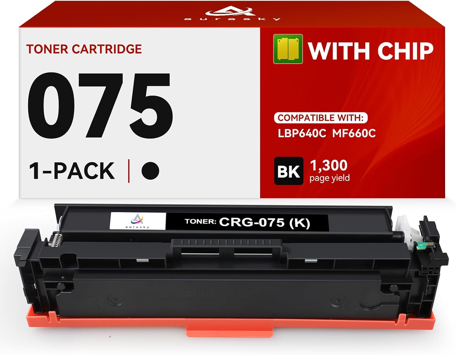075 Black Toner Cartridge Works with Canon Color imageCLASS MF660 MF660C MF662Cdw MF663Cdw MF665Cdw LBP640 LBP640C LBP646Cdw LBP647Cdw Printer 1-Pack