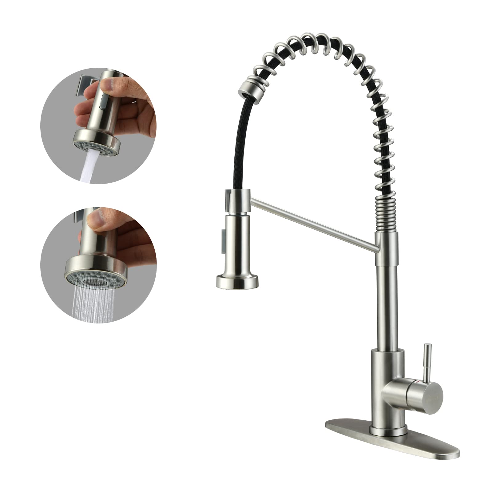 Mitcent Kitchen Faucet with Pull Down Sprayer 20 Inch, Brushed Nickel