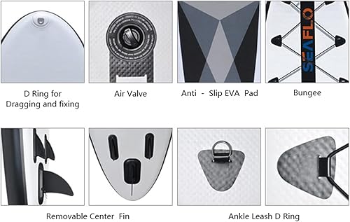 Miniatura 6 de Savvycraft Tabla de remo inflable de pie, 10'x30"x6'' SUP para jóvenes y adultos, con accesorios ISUP: paleta ajustable, bomba de doble acción,