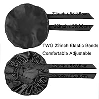 Vista 6 de Gorro de satén de seda para dormir el cabello: gorro de noche ajustable para mujer, tamaño gigante, banda ancha cómoda para trenzas de cabello largo