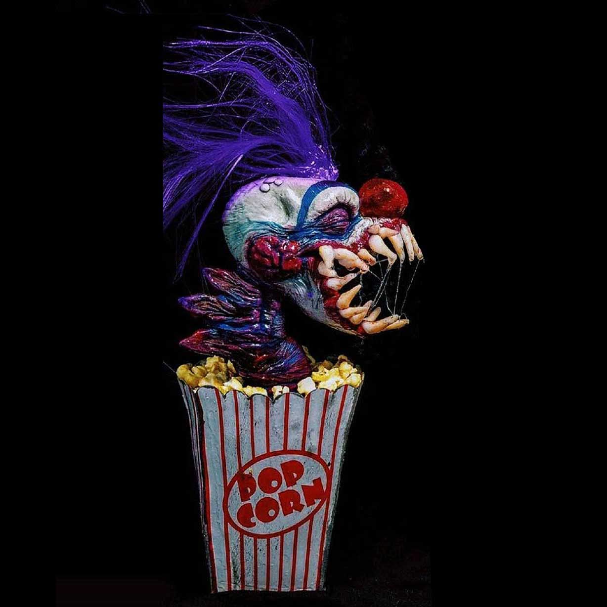 Amazon.co.jp: ポップコーンピエロ彫刻ユニークなハロウィン装飾、樹脂