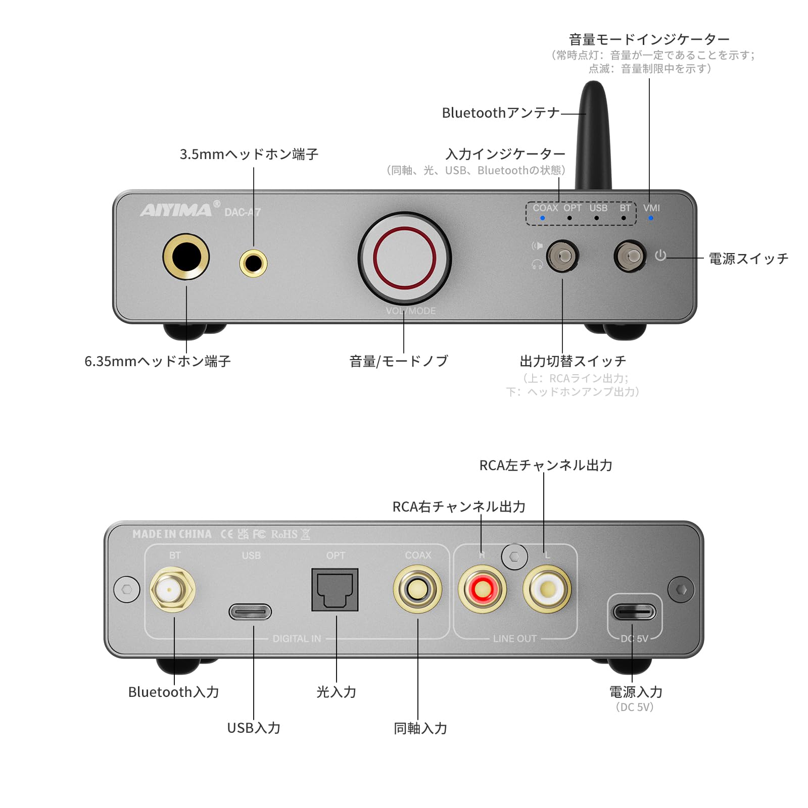 Aiyima Dac-A7 5.4 Decoding Headphone Amplifier With 3.5Mm + 6.35Mm