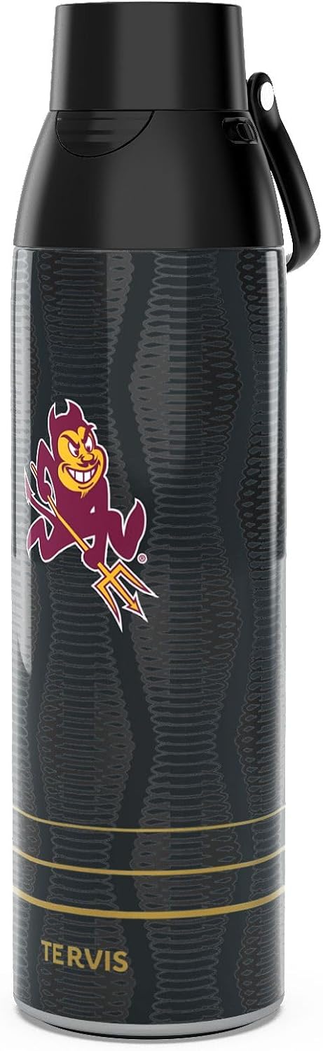 Tervis Venture Water Bottle Arizona State University Sun Devils - Full Speed Triple Insulated Tumbler Travel Cup Keeps Drinks Cold & Hot, 26oz, Stainless Steel
