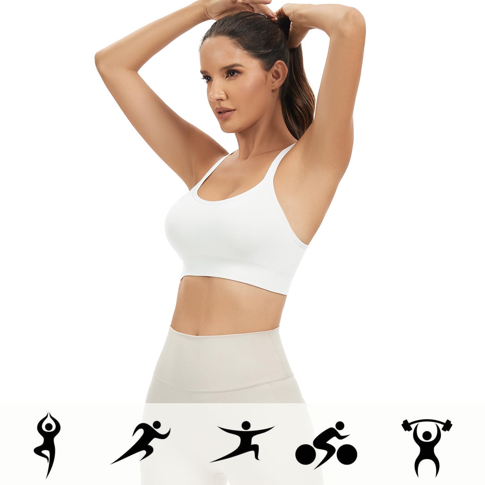 Biustonosze sportowe typu racerback dla kobiet niewyściełany biustonosz treningowy bezszwowy joga siłownia fitness top