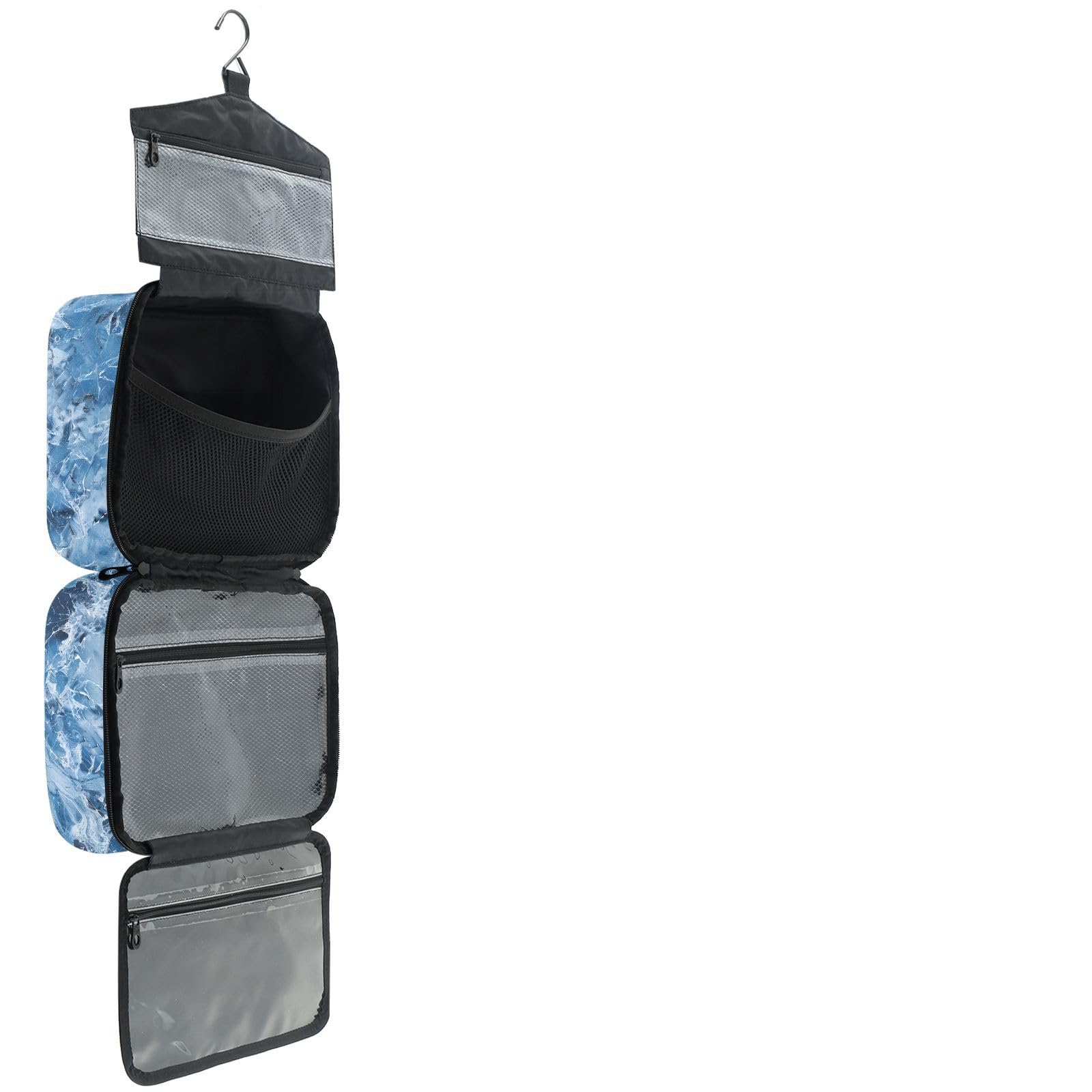 YNNALE Sewing Supply Organizer Bag, Blue and White Marble Pattern Portable Sewing Bags with Pockets&Hanger, Sewing Storage Box Case for Sew Supplies/Kit/Tools/Accessories (BAG ONLY)