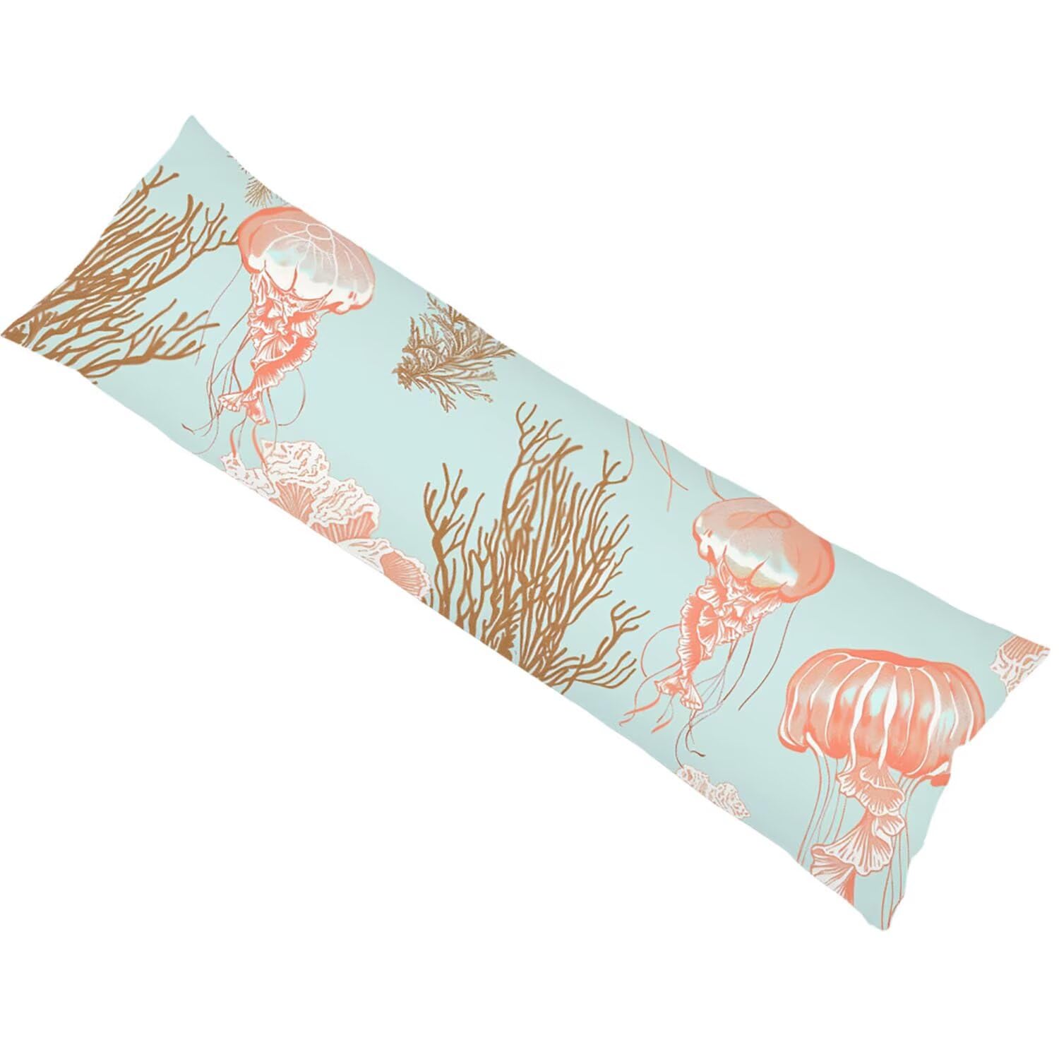 Funda de Almohada 180 cm Color del huevo de pato Protector Almohada 60x180cm Suave Terciopelo Funda Cojin, Medusa Pillowcase, con Cierre de Cremallera Lateral Cushion Covers para Dormir de Lado bz-574