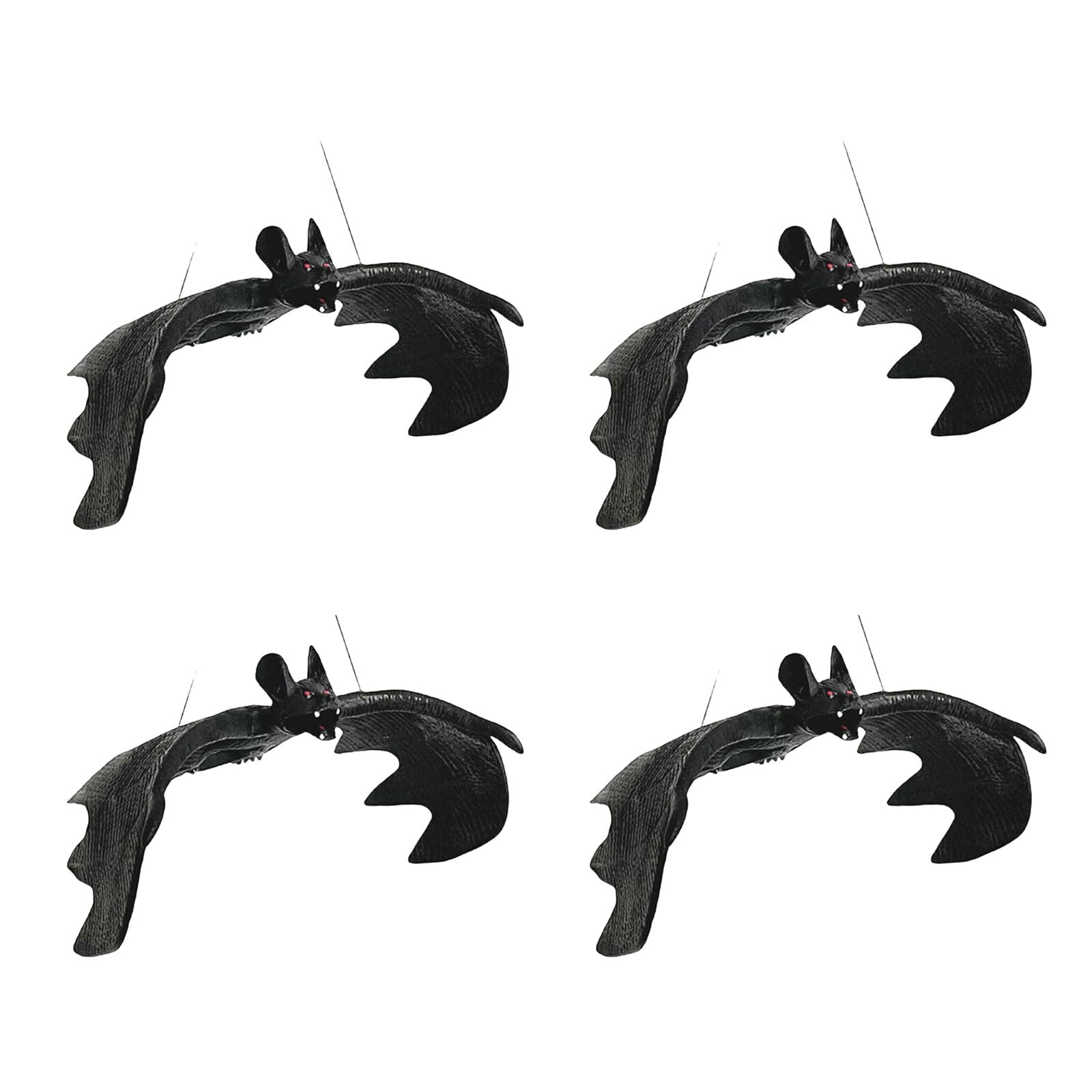 Jazuaiao 4Pcs Scary Realistic Bat Hanging Ornament Wall Hanging Decorations for Garden Window Display Halloween Celebration Realistic Bat Decoration