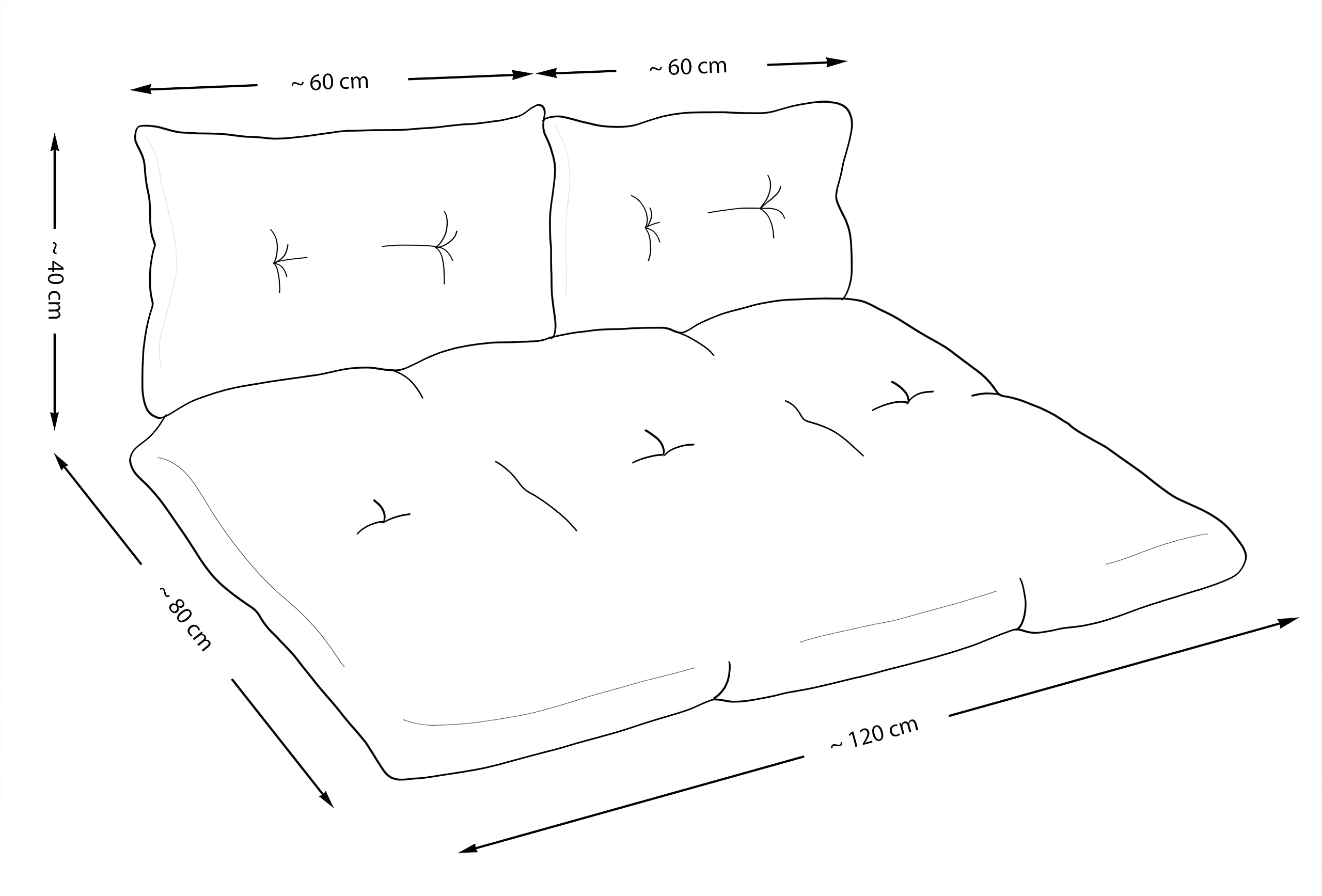 Amilian Ensemble de Coussins de Palette 1x 120x80 + 2X 40x60 Coussin de siège pour palettes Euro Meubles Balcon, Fauteuil d'extérieur ou Petit canapé pour Chambre de Jeune