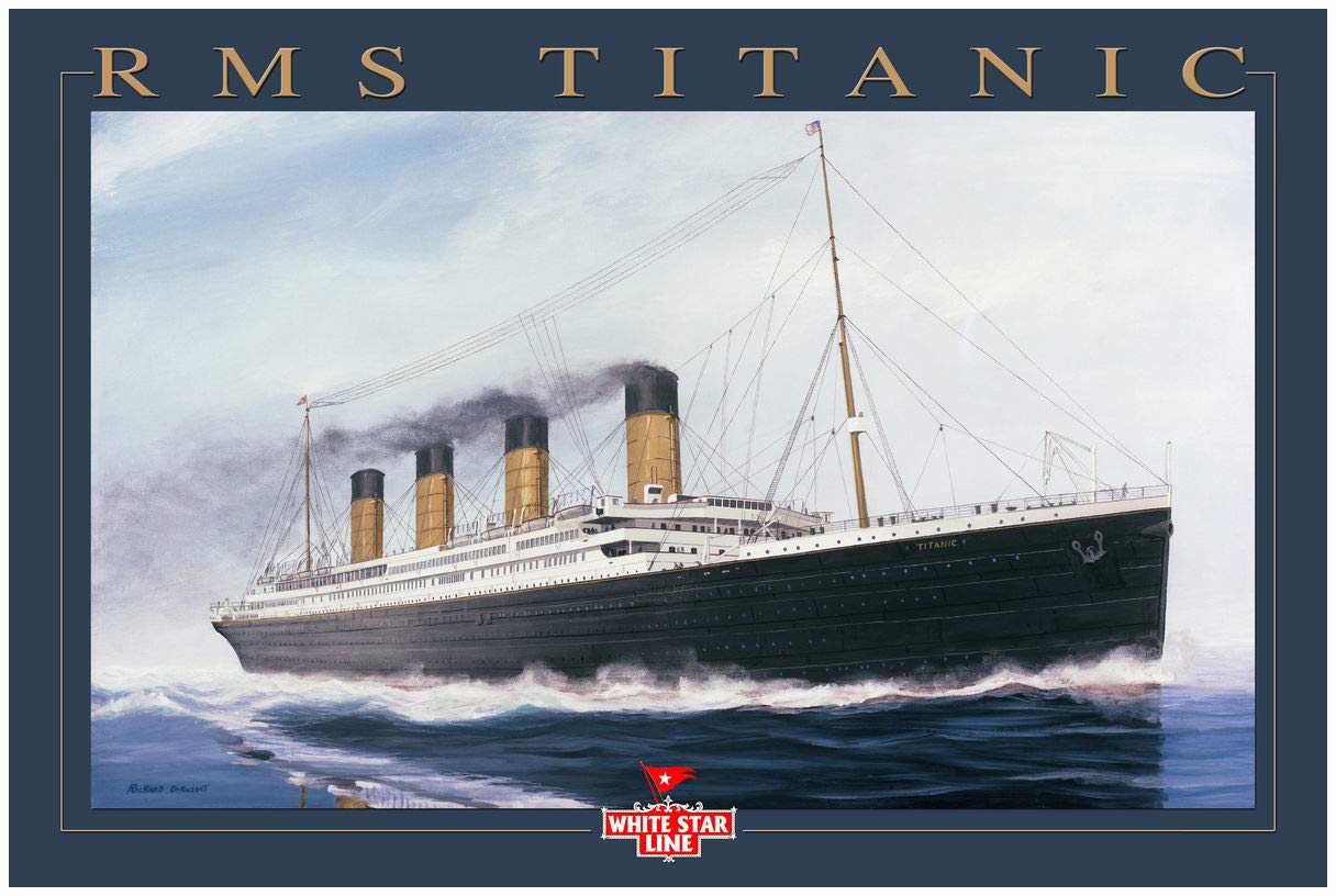 Titanic Gold Ltr Giclee Art Print Poster from Maritime Scene Painting by Artist Richard DeRosset 24" x 36"