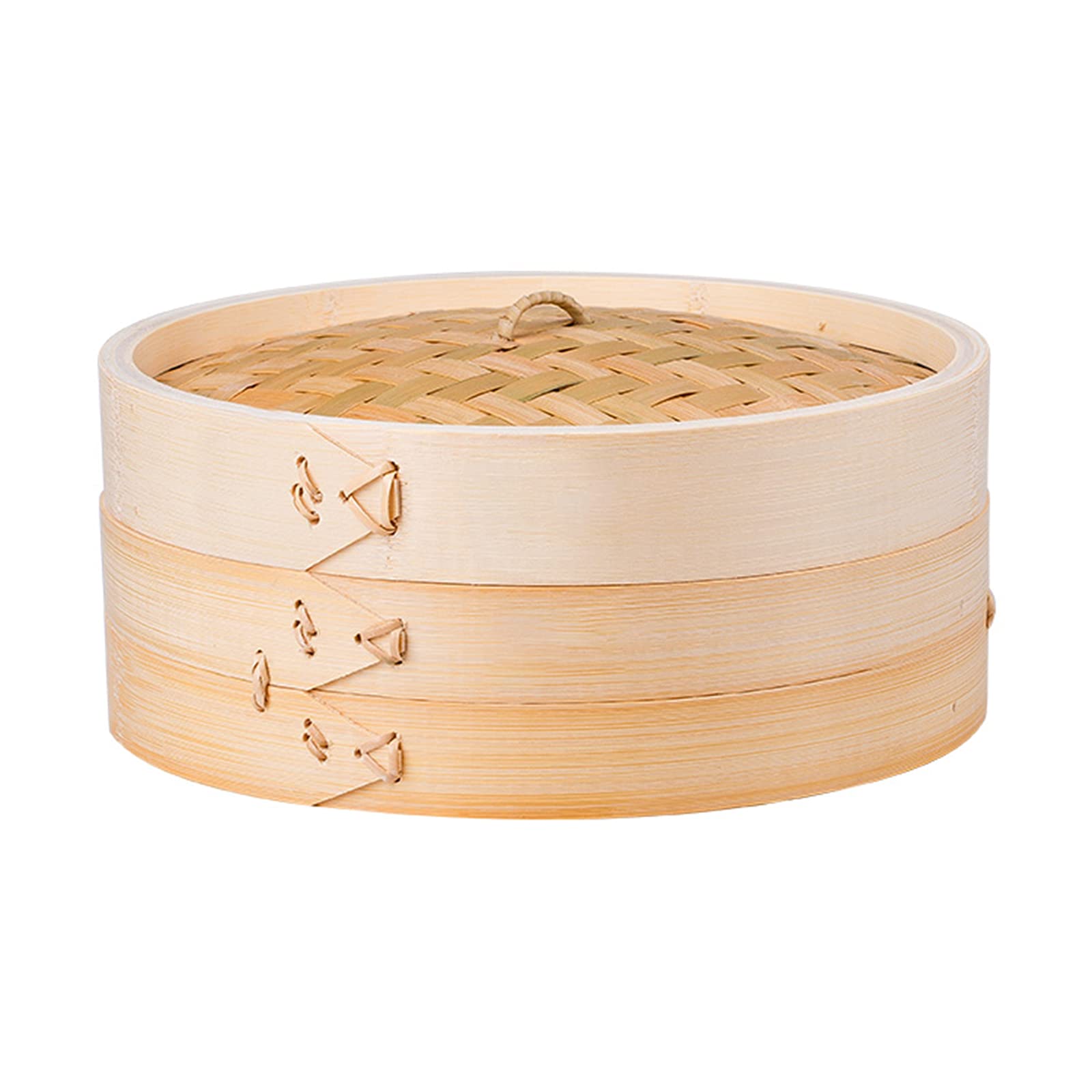 Vaporera de bambú de un Solo Nivel con Tapa de bambú para Dim Sum, Pan, Verduras, arroz y Pescado, 28 cm