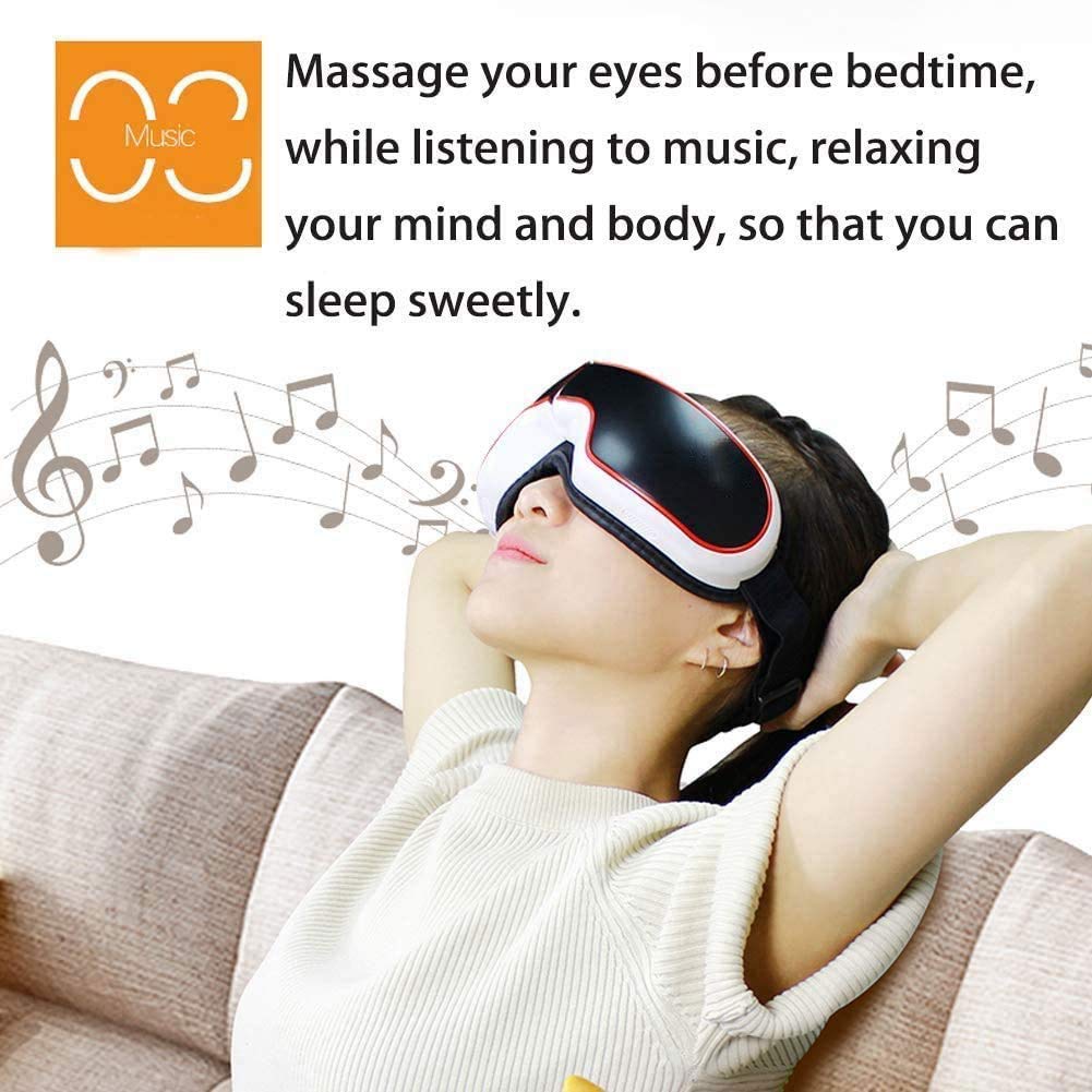 Massager de Ojos eléctricos con Calor, vibración, compresión de Aire, música, Ojo inalámbrico y masajeador del Templo para aliviar los Ojos Secos, la Fatiga Ocular, la Mejora de la circulación