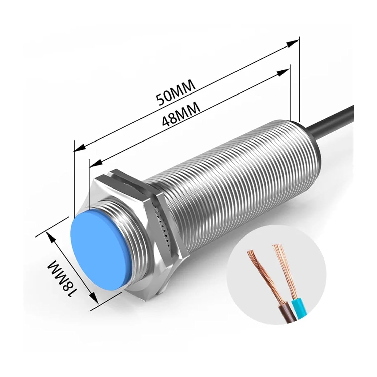 Magnetic Reed Switch Proximity Sensor LG18A3 Premium M18 Cylinder Series 10-30 90-220V 10mm Sensing Distance NO NC(DC 2-Wires NC)