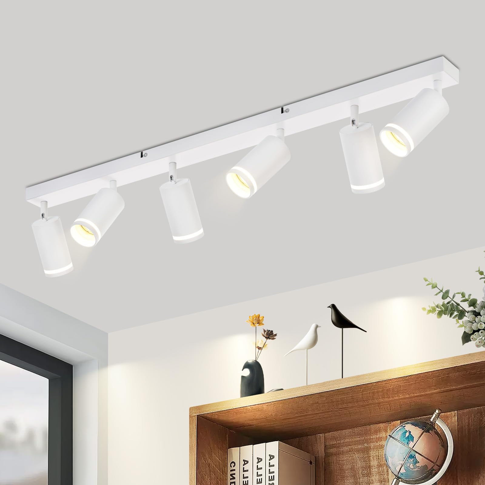 Deckenstrahler 6 Flammig Deckenlampe Schwarz GU10 Strahler für Wohnzimmer | Deckenleuchte Schwenkbar Metall Spotleuchte für Schlafzimmer Küche Wohnzimmer Flur Modern, Ohne Leuchtmittel
