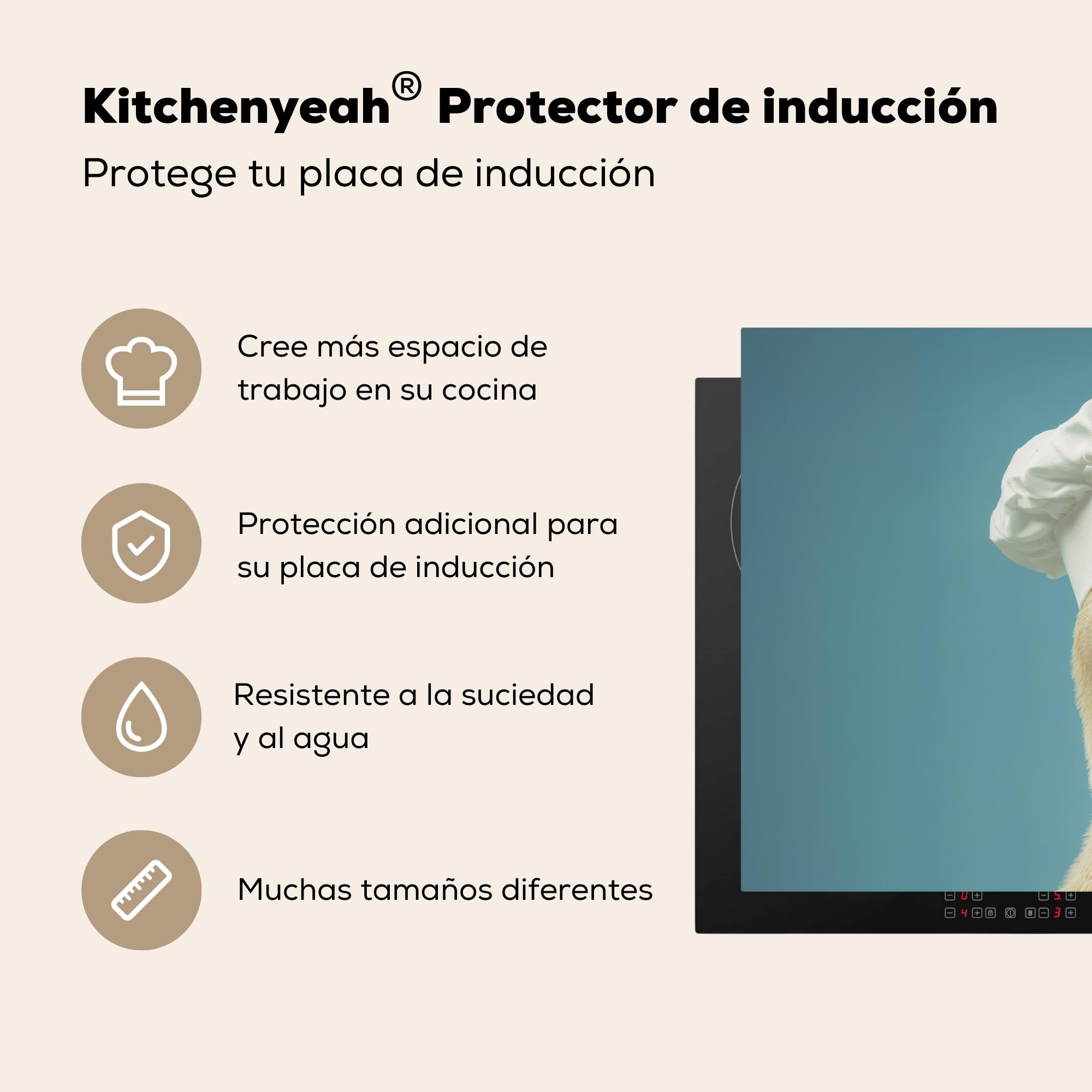 KitchenYeah© Protector Vitroceramica 80x52 cm Tapa para induccion Placa Encimera Cubre de Protectora Cocina Pato - Gorro de Cocinero - Bonito - Ave