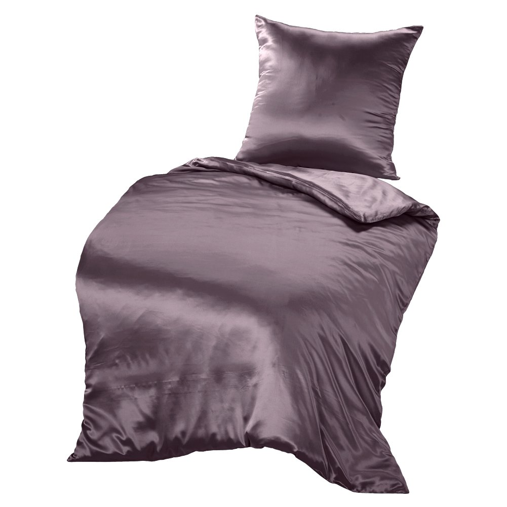 THXSILK Seidenbettwäsche Set 2 teilig, Bettbezug 135 x 200 cm und 80 x 80 cm Kissenbezug, Hypoallergen 19 Momme Maulbeerseide Bettwäsche, Ultra Weich und Glatt, Lila