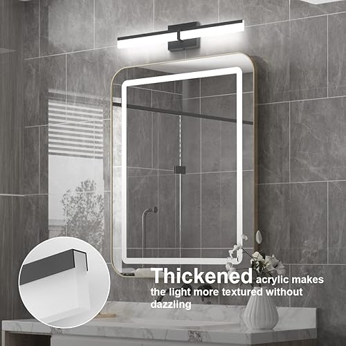 Miniatura 2 de Tipace Lámparas de baño negras de 24 pulgadas, luces LED modernas sobre espejo (luz blanca, 6000 K)