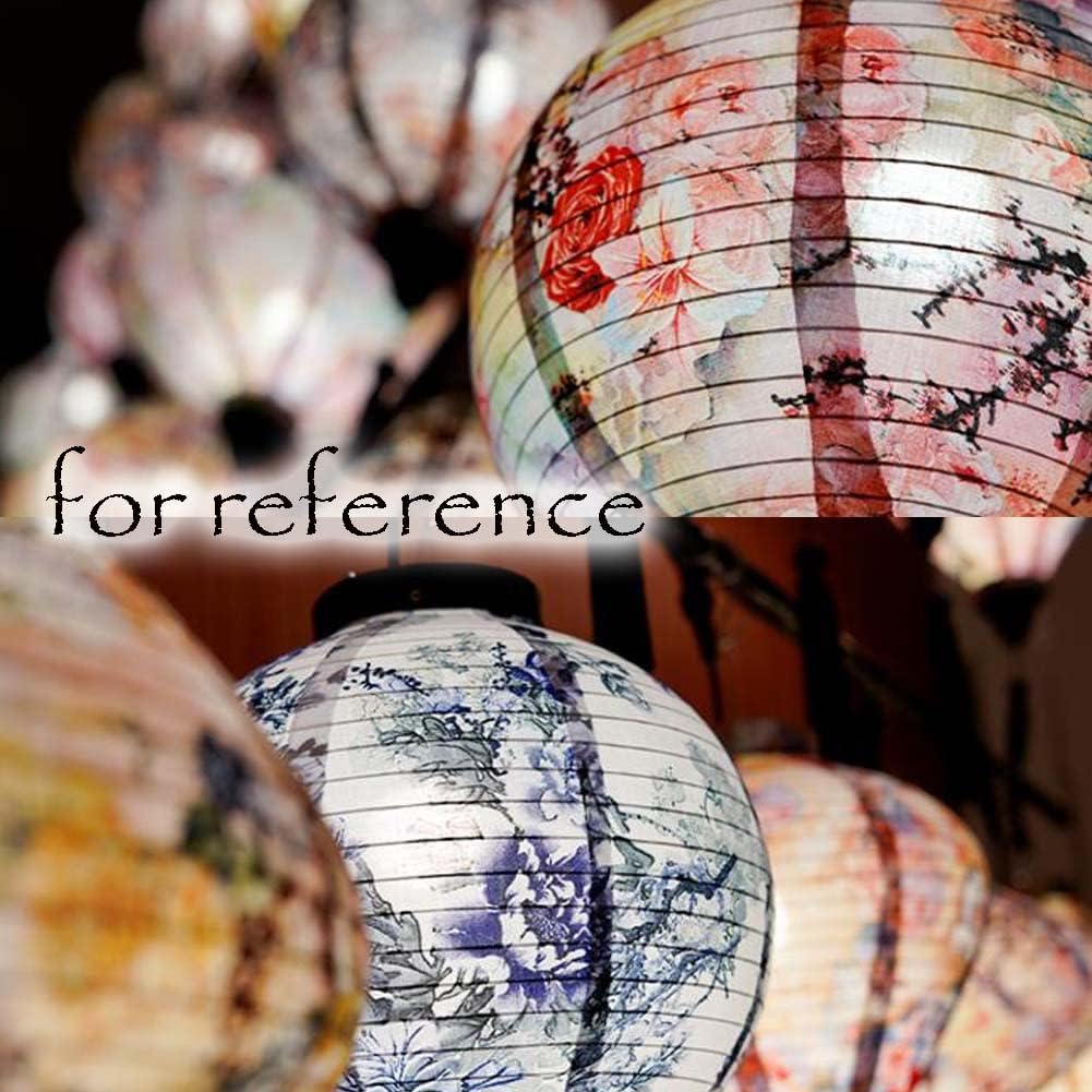 12inch Blue Daisy Chinese Cloth Lantern Decorative Floral Round Hanging Paper Lantern for Outdoor Garden Party