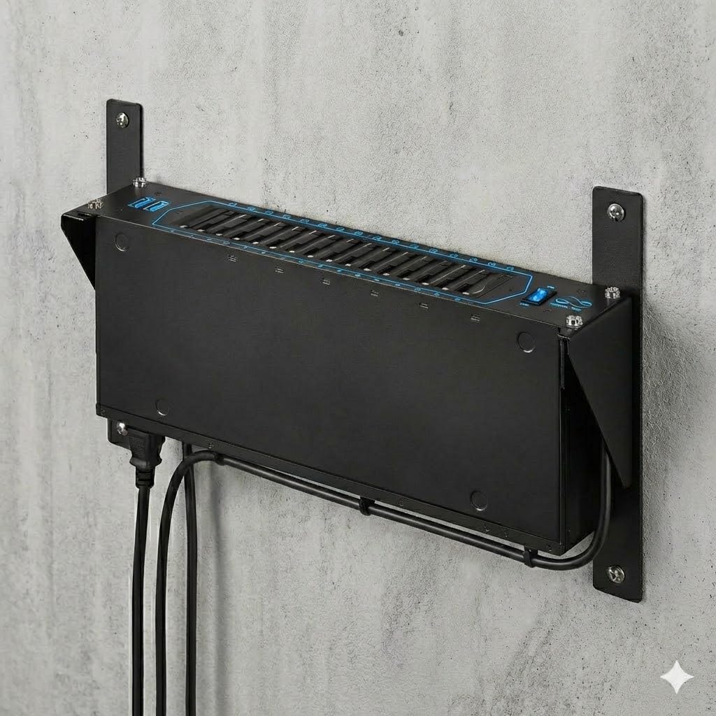 Infitronic Uchwyt ścienny 6HE i uchwyt pod stół pionowy – Heavy Duty, stalowy uchwyt do serwera, przełącznika i panelu krosowego, rozdzielnica ścienna, głębokość 152 mm, obciążenie do 90 kg