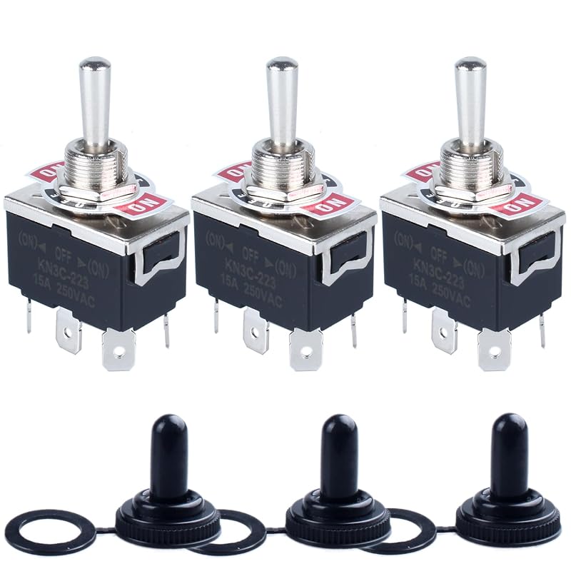 Interruptor tipo toggle momentâneo DMWD DPDT 6 pinos 30 A 12 VDC – 3 unidades