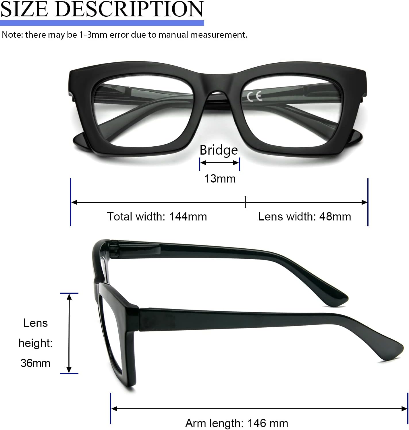 REAVEE Oprah Style Reading Glasses for Women, Blue Light Blocking Stylish Oversized Computer Readers Spring Hinge - Image 4