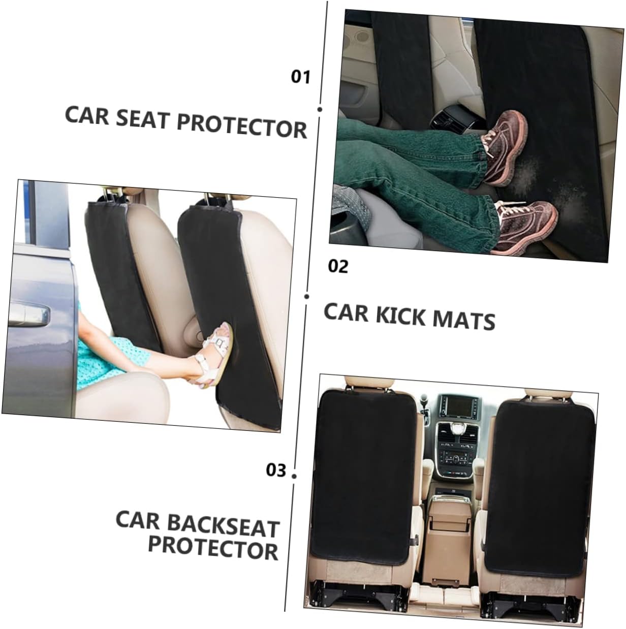 YARNOW 2Pcs Car Kick Mats Back Seat Protector Durable Rear Seat Kick Pad for Protects Car Upholstery from Dirt and Scratches Easy to Install and Clean