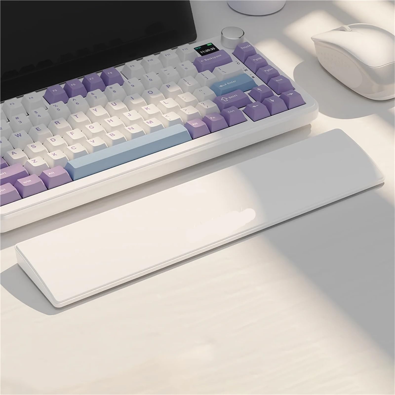 Poggiapolsi 81 tasti Supporto for le mani in memory foam morbido Base ergonomica in gomma antiscivolo Poggiapolsi stabile for lunghe ore di lavoro Studio Gioco(White)