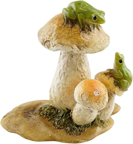 Top Collection Jardín de hadas en miniatura y terrario Mini ranas en la estatua de los hongos