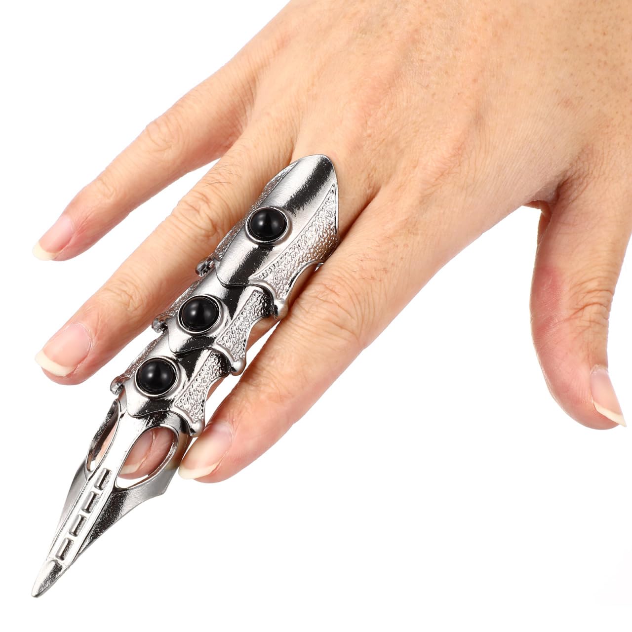 LALAFINA 4 Stück Knöchelgelenkring chelgelenk Vollfinger Halloween Gothic Vollfinger Ring Klappring Zinn Schmuck Halloween Cosplay Requisiten Schwarz