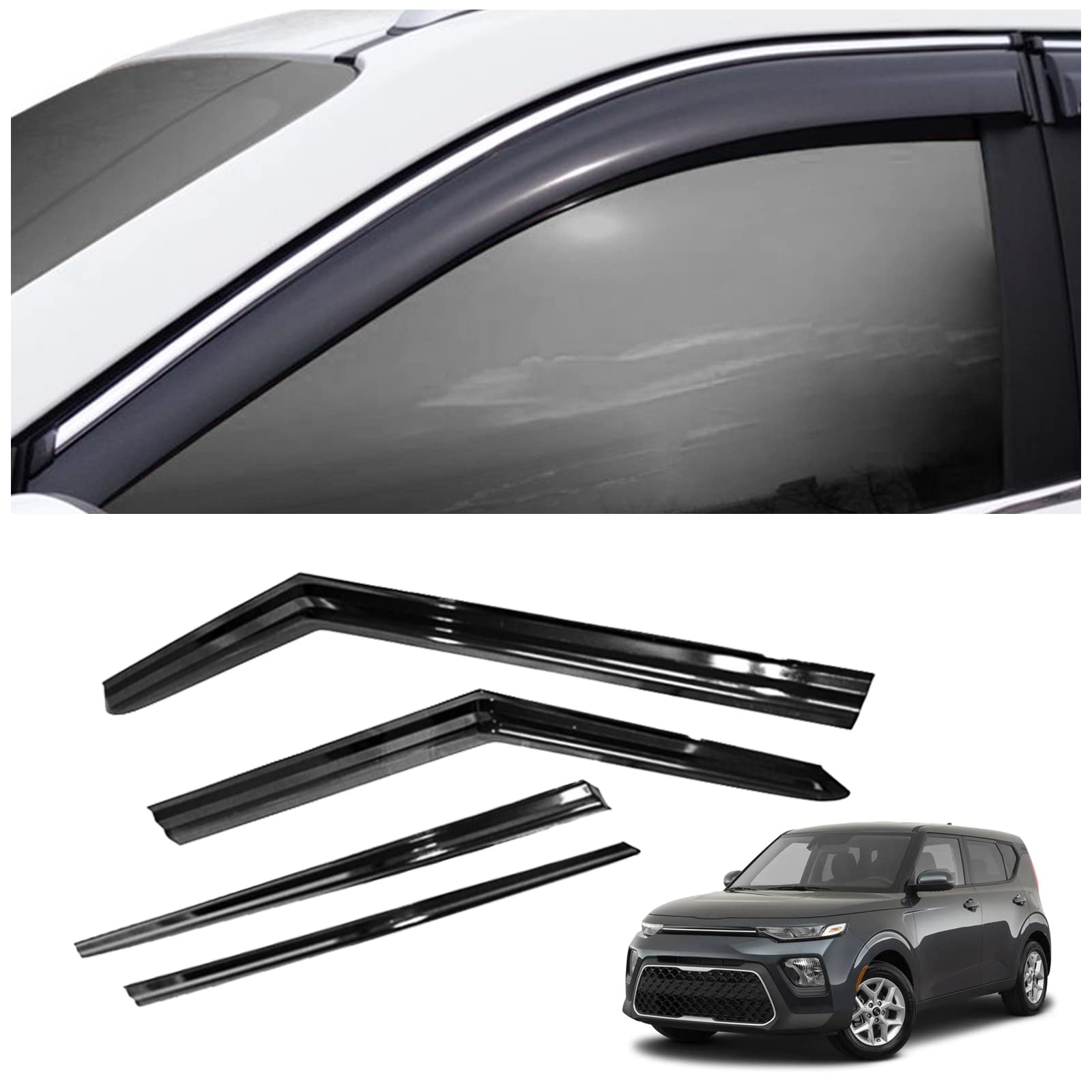 AEROGUYS Extra Durable Window Deflectors In-Channel Window Visors Rain Guards Fit Kia Telluride 2020 2025 Sun Visors Wind Vent Visors Vent Shades Car