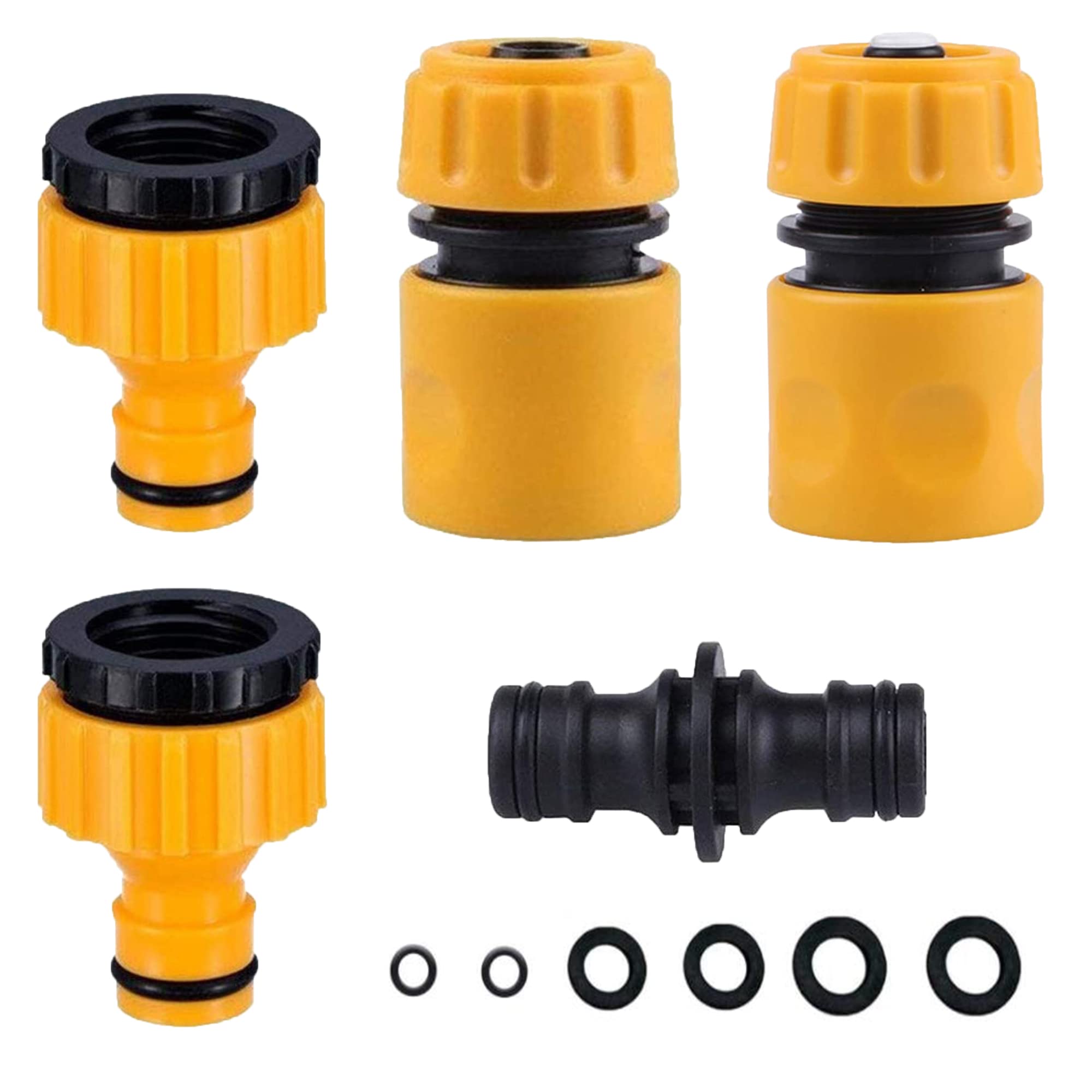 Garden Hose Fitting Set - Quick Connector, Aqua Stop, 2in1 Tap Adapter & Double Male Snap Connector Kit